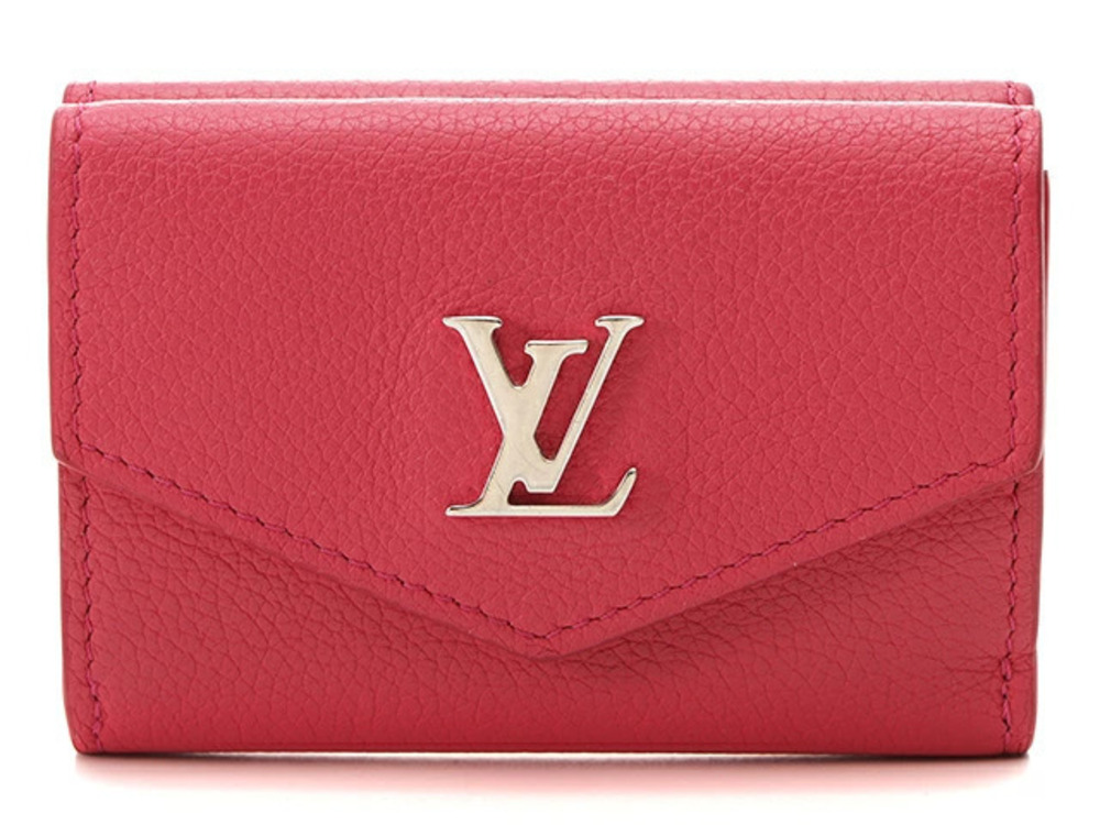 LOUIS VUITTON Portefeuille Lock Calfskin Hot Pink